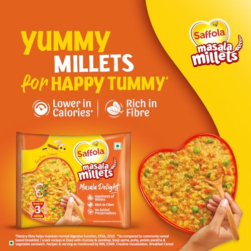Image of Saffola Masala Millets Masala Delight | Lower in calories, Rich in Fibre | Yummy Millets for Happy Tummy, 35g