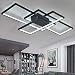 Produktbild LED Modern Deckenlampe Wohnzimmer Deckenleuchte Schwarz Rechteck Deckenlicht Mit Fernbedienung Dimmbare 3000K-6000K Metall Acryl Lampenschirm Restaurant Schlafzimmer Deckenbeleuchtung,ø90cm