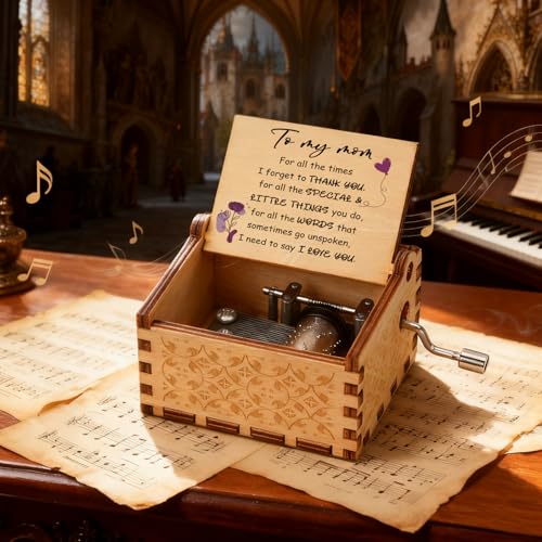 Caja de música de madera de HUHALLI un regalo de flores para mamá 3