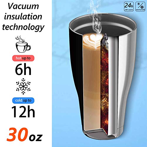 image for XccMe 30 oz Stainless Steel Tumbler with Lid,6 Pack Double Wall Vacuum