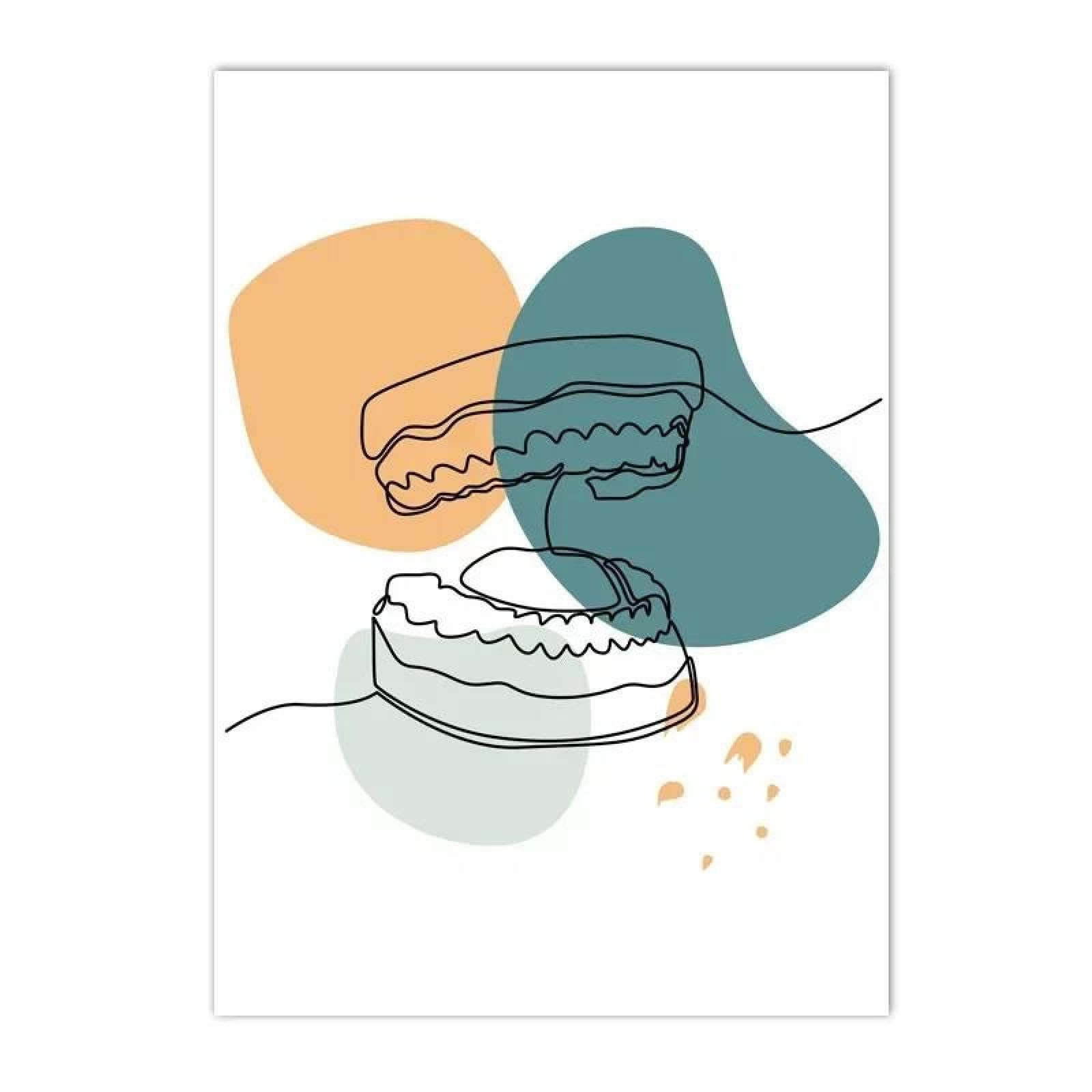 Baibexing Abstract Color Block Teeth Line Oral Health Dentist Tools Poster Prints Wall Art Canvas Painting Picture Clinic Office Home Decor A10 60X90Cm Unframed