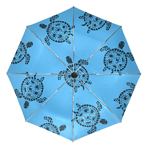 Parapluie Pliant Automatique Coupe-vent et Incassable Motif Tortue