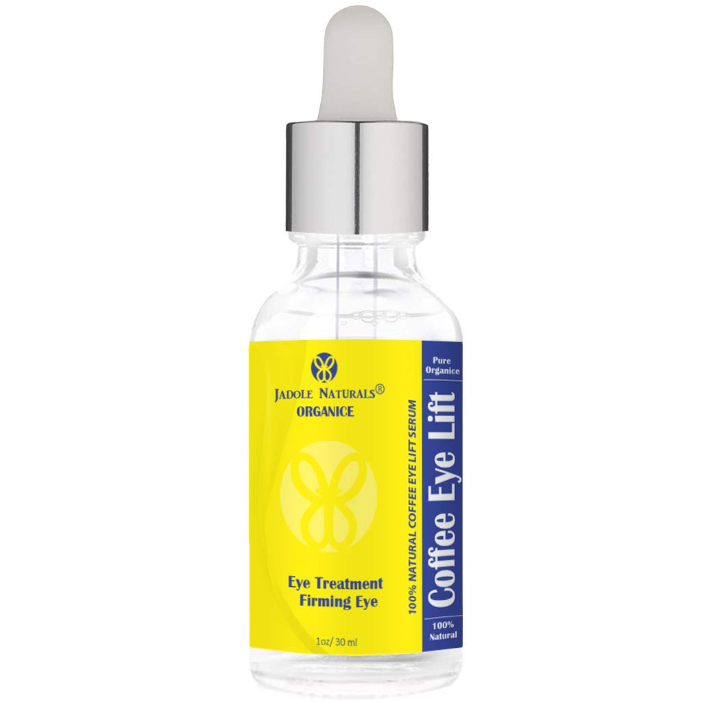 Jadole NaturalsCoffee Eye Lift Serum Organic 1 oz / 30 m, Natural Reduces Puffiness, Anti Aging, Brightens Tired Eyes | Helps Firming, Tightening Under Eye & Upper Eyelid