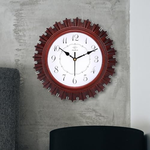 Image of Sehaz Artworks Wall Clock for Living Room Stylish | Wall Watch for Living Room | Clock for Home | Wall Clock for Hall - Brown 24x24 cm