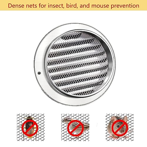 Qrity 304 Stainless Steel Round Ventilation Grill Screen Hood 200mm, Round Extractor Fan Vent Cover Grille Louvre - Image 3