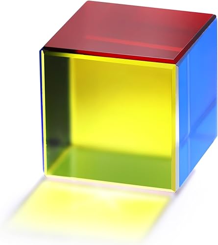 Cubo de cristal de 0.984 in colorido cristal óptico prisma cubo para decoración del hogar oficina decoración de escritorio, física educativa ciencia
