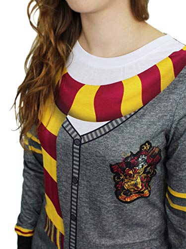 Harry Potter Hogwarts Gryffindor Women's Long Sleeve Nightgown Pajamas (X-Large, Black/Grey)4