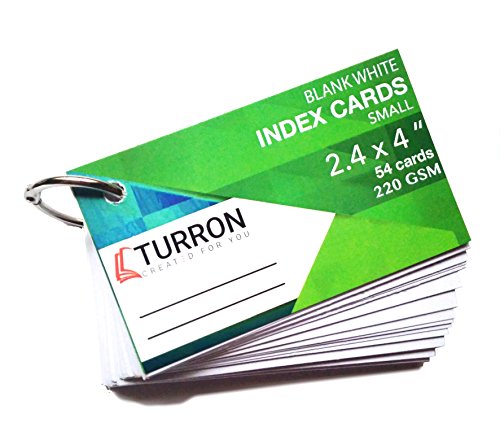 Image of Turron Premium Blank Index Flash Cards | Punched with Binder Rings for Study, Notes & Revision (300, White, 4 x 6 Inch, Dotted)