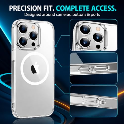 Image of MAGA Back Case Cover for Apple iPhone 15 Pro, Crystal Clear Magnetic Case Compatible with MagSafe, Hybrid Hard PC Back & Soft TPU Bumper, Shockproof Protective Cover - Clear