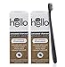 Hello Oral Care Activated Charcoal Whitening Fluoride Toothpaste Twin Pack + Bpa-Free Black Toothbrush