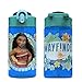 Zak Designs Disney Moana Kids Spout Cover and Built-in Carrying Loop Made of Plastic, Leak-Proof Water Bottle Design (16 oz, BPA-Free), PP Park Straw