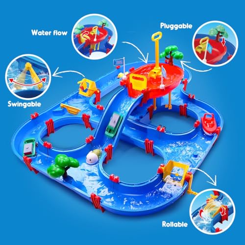 VATOS 2-Tier Water Table for Toddlers in Summer,100PCS DIY Waterways Playset with Pump for Outside Yard,Beach,Poolside Activity Sensory Play Table Addition for Kids Boys Girls Age 3 4 5 6 Year Old by VATOS - Used condition - Image 5
