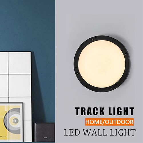 Miniatura 2 de LIPIFAY Luz LED de techo impermeable, 20 W, luz sellada de aluminio a prueba de humedad, luz de porche redonda de 3000 K, aplique de pared de