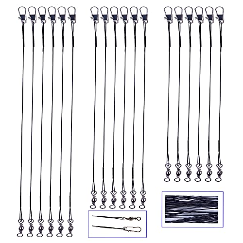 LAIBOREC Leaders de pêche, 60PCS Fil de pêche à l'épreuve des Dents Fil en Acier Inoxydable avec émerillons Snap Kit Connect Tackle Lures Bait Rig ou Hooks Cover