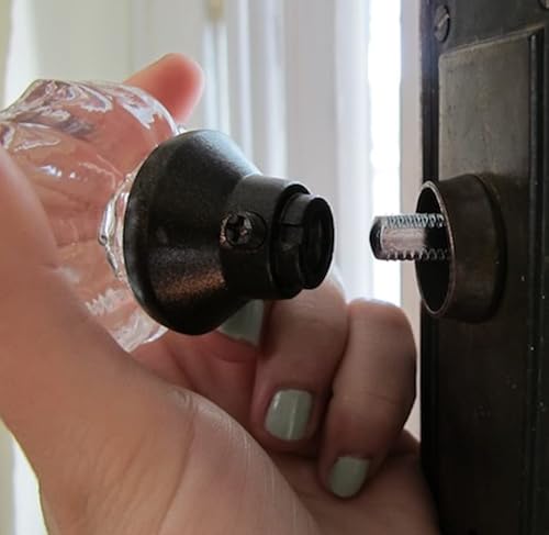 2 Knobs (1 Pair) Depression Crystal & Orb Stem With Set Screws And Spindles. Perfect Replica Of The Most Popular Antique Knobs That They Are Interchangeable With The Antiques, Includes Premium Spindle #TOP4