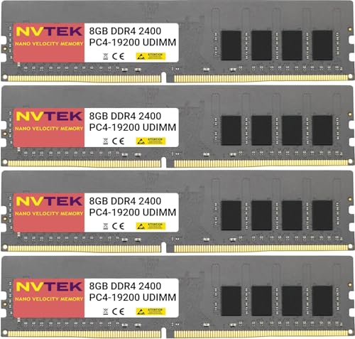 Mémoire DDR4 32 Go 2400 MHz pour PC de bureau kit 4x8 Go UDIMM 1.2V 288-pin non-ECC