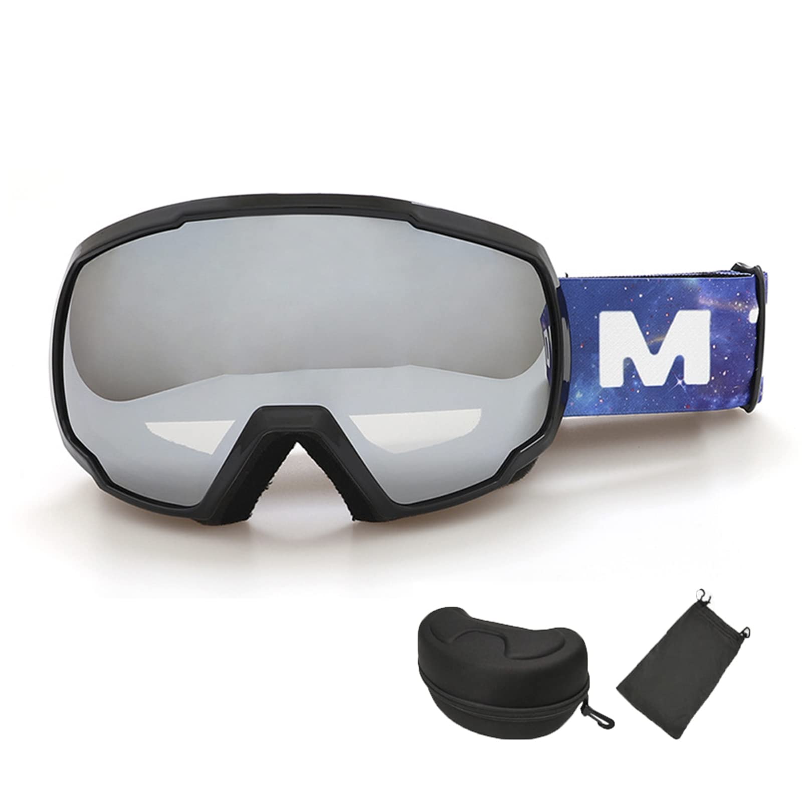Lunettes de Ski Homme Femme, Anti-Buée Masque de Ski OTG, Anti-poussière Coupe-Vent, 100% Protection UV, Masques de Snowboard pour Ski Cyclisme Snowboard Randonnée d'hiver