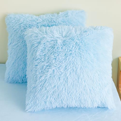 HAIHUA Faux Fur Throw Pillow Covers, Fluffy Soft...