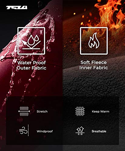 Tsla Women's Softshell Winter Snow Ski Pants, Fleece Lined Waterproof Hiking Pants, Insulated Work Outdoor Pants, 2-Layer Maroon, 6 #TOP3