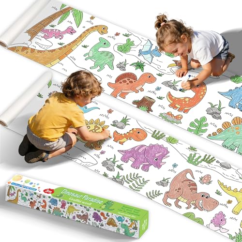 15x118 Giant Sticky Coloring Paper Roll for Kids - DIY Childrens Drawing Roll for Tablecloth & Wall Decor Animal Themed Giant Sticky Coloring Paper Roll for Kids Childrens Drawing Rolls