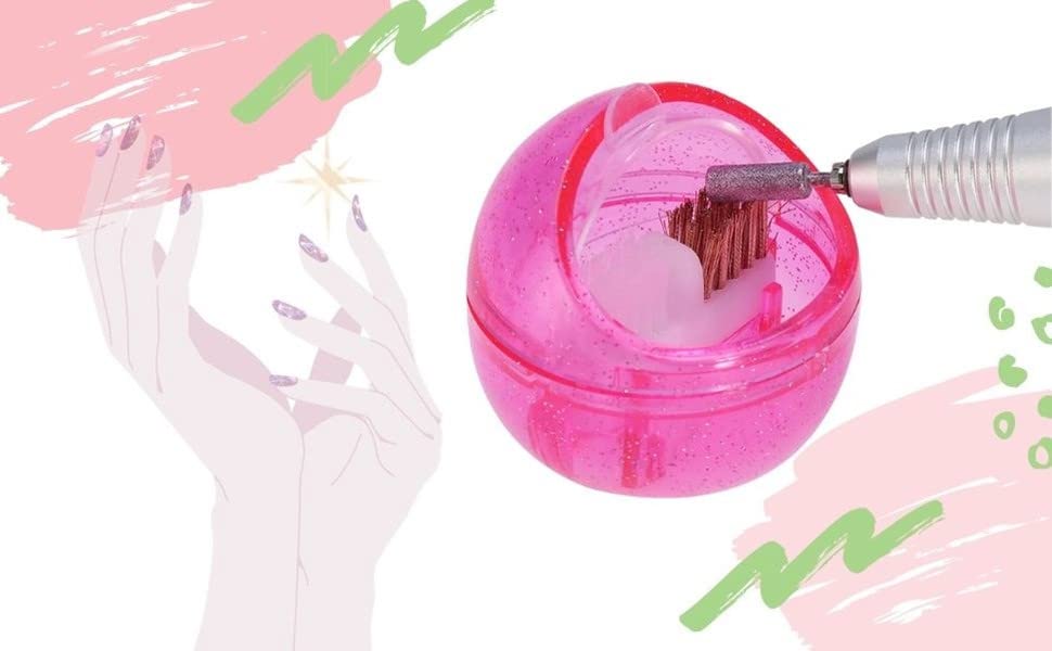 Mini Drill Bit Cleanser Box for Nail Art Drill Head Dual Clean Brush Portable Dust Cleaning Case Box Polishing Manicure Tool