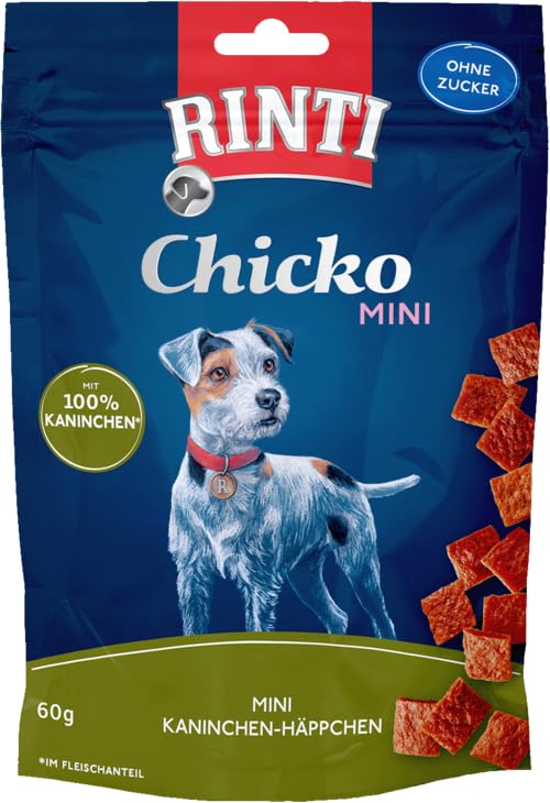 Rinti Chicko Mini | 3er Pack | 3 x 60 g | Aus frischem Fleisch zubereitet | Schonend luftgetrocknet | Wiederverschließbar | Ohne Soja und Fleischmehle