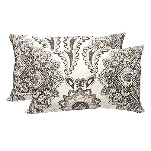 Image of ARLinen-Micro Filled Jaipuri Print Cotton Pillow Takiya Combo Set of 2 for Bed Room - 16x24 Inch Size Pillow Set of 2 for Sleeping