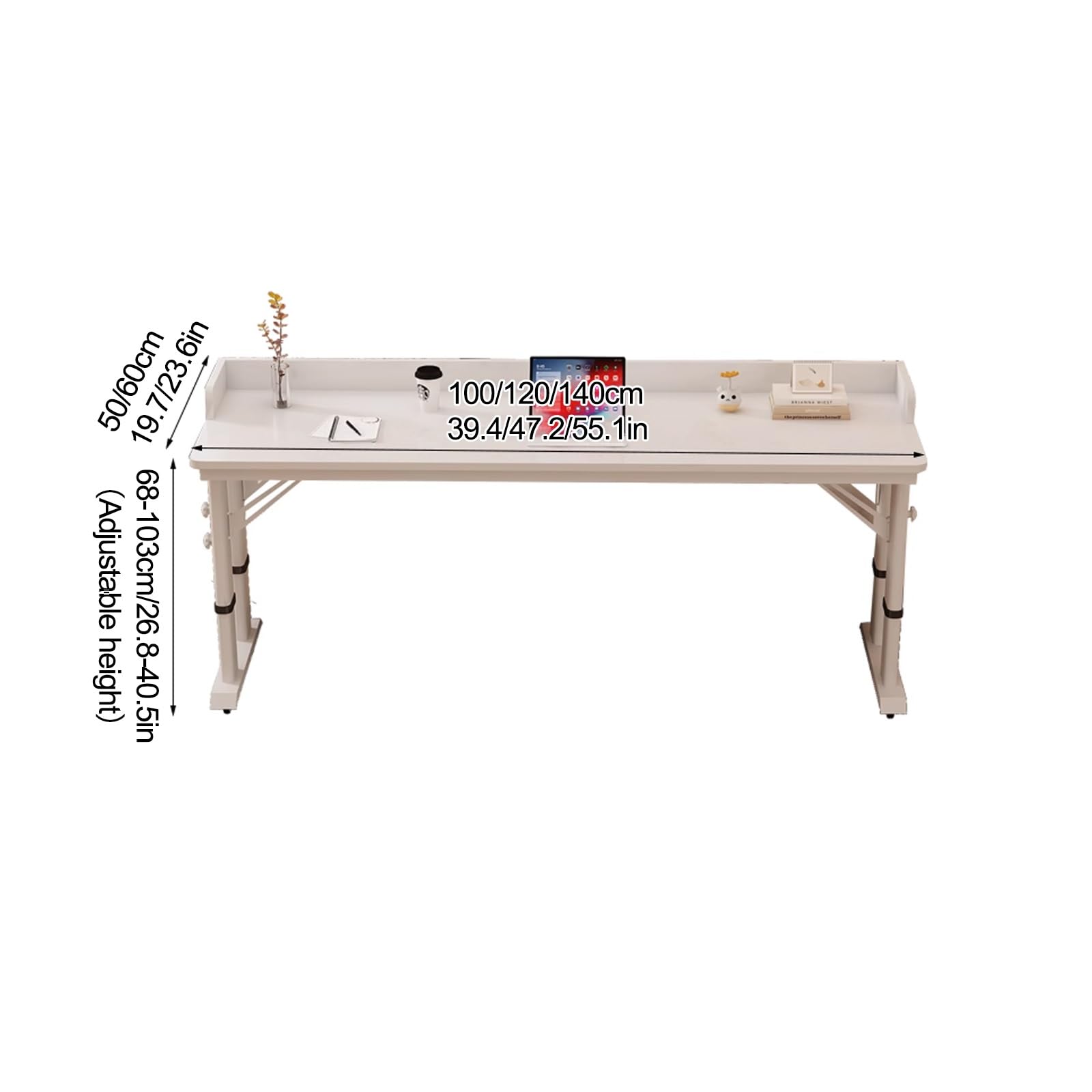 Overbed Desk Laptop Desk Laptop Cart with Wheels Over Bed Desk Height Adjustable Overbed Table with Wheels for Hospital and Home Use(Brown,140 * 50cm/55.1 * 19.7in)