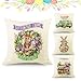 Fundas Cojines 45x45 Pascua Decoración, Huevos de Pascua, Conejo de Pascua Juego de 4 Funda Almohada Easter Lino de Algodón Suave Funda de Almohada Cuadrado para Sofá Cama Decoración para Hogar