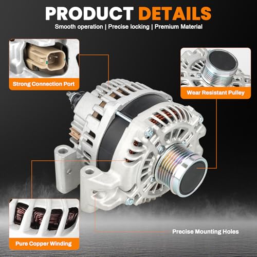 Image of 56029624AA Alternator 160A 12V fit for 2015-2017 Chrysler 200,2015-2022 Ram ProMaster 2.4L 2014-2022 Jeep Cherokee Compass Renegade,Replaces 56029624AB 11554 A002TX3581ZC
