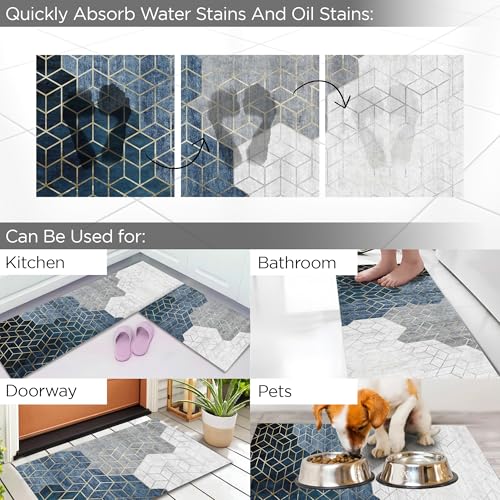 Image of UMAI Polyester Non-Woven Felt Bathroom Mat (2Pcs - 120 * 40cm & 60 * 40cm) Bath Mat | Anti Skid Mat for Bathroom Floor | Bathroom Accessories | Bathroom Mats Water Soak | Floor Mat (Multicolour)