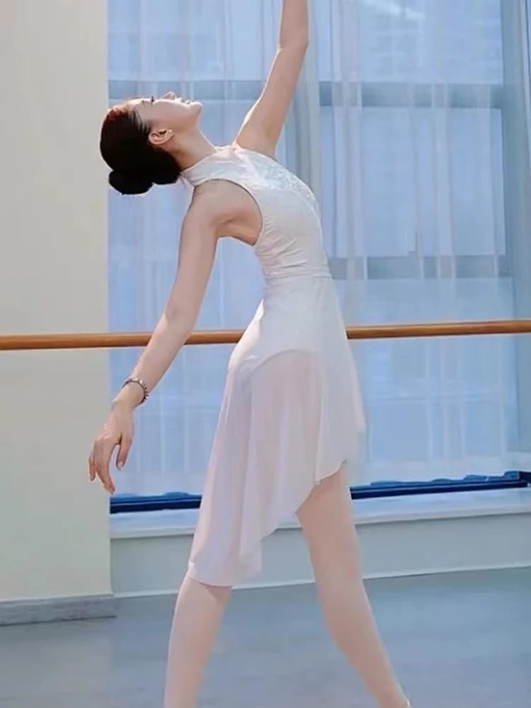 INOKAI Falda De Ballet Falda tutú Cruzada Lateral de Gasa for Danza de Ballet for actuaciones Latinas, Ropa de práctica de Estudio for niños