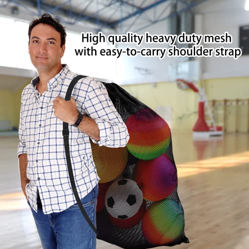 Gse 30" X 40" Extra-Large Mesh Sports Ball Drawstring Bag, Sports Equipment Bag, Mesh Net Carry Bag With Adjustable Shoulder Strap For Gym Training, Football, Basketball, Volleyball, Swimming #TOP6