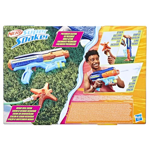 Nerf Super Soaker Power Drench Wasserblaster, mit innovativer Druck-Ladestation (inkludiert) und Zwei starken Spritzmodi, Wasserspielzeug für Jungen und Mädchen ab 8 Jahren