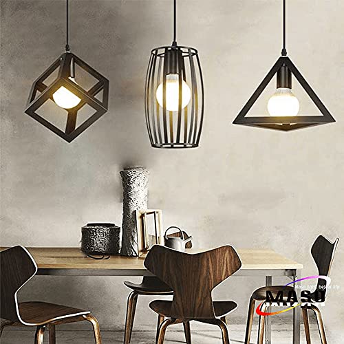 Lustre salle à manger moderne au-dessus de la table suspension noire 3 douilles E27