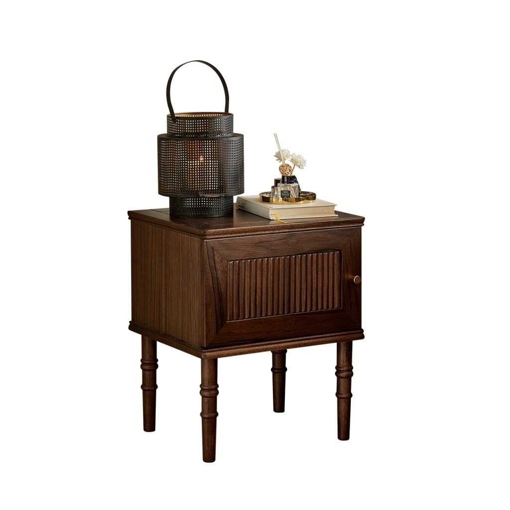 BHGFYXBS Side Tables Bedroom Retro Black Walnut Bedside Table Bedroom Side Table Storage Cabinet Balcony Small Coffee Table Bedside Tables
