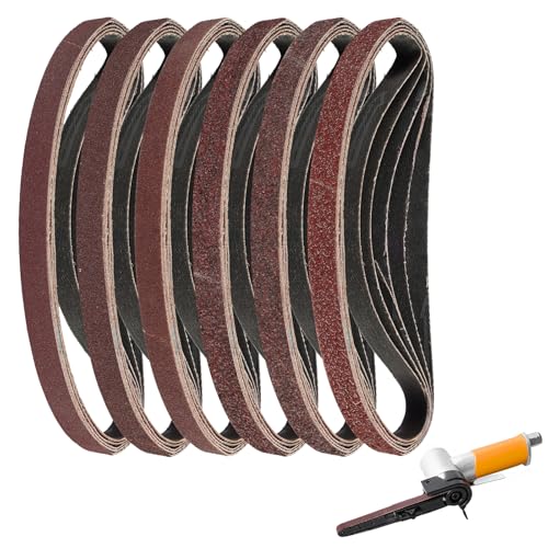 Juego de Bandas de Lija 10 x 330 mm - 30 Unidades con 5 Granos (40/60/80/120/180/240) para Limadoras de Potencia Black and Decker - Ideal para Lijar, Afilar y Eliminar Óxido bandas de lija