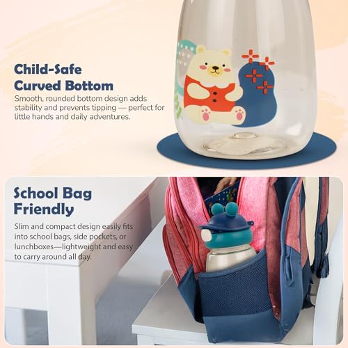 Image of BAYBEE SnowSip Baby Sipper Bottle with Straw for Kids | Spill Proof & BPA Free Safe Sipper 540ml | Cute Cartoon Design Smooth Sipping & Adjustable Strap | Drinking Water Bottle for School Kids (Blue)