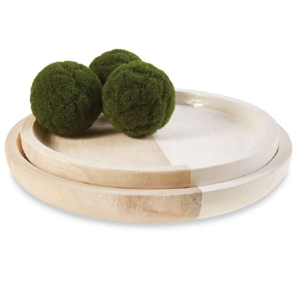 Plateaux ronds en bois Mud Pie 40700247 blanc de paulownia pour centre de table bohème