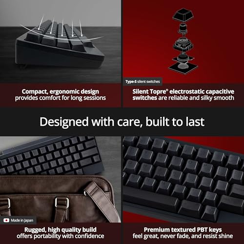 Image of HHKB - Happy Hacking Keyboard Professional Hybrid Type-S, Charcoal | Wireless, Bluetooth, Wired, USB, Silent, Printed | 2 Year Advance Exchange Warranty