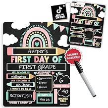 My First Day of School Sign with Markers -11x14 Back to School Signs First and Last Day, Kindergarten Chalkboard Signs, Pre K Sign Board, Preschool Board, Reusable Photo Prop for Kids