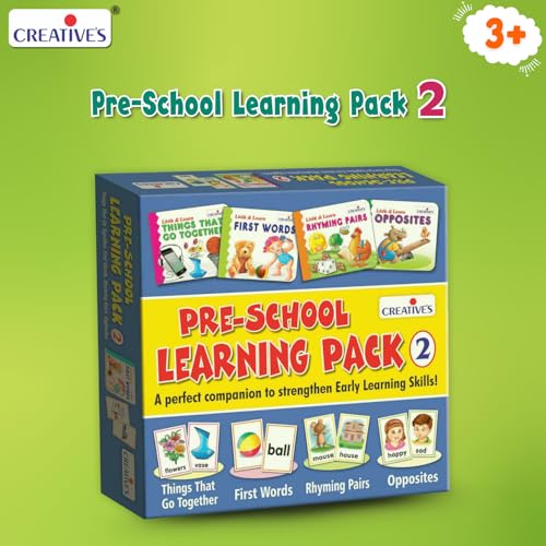 Image of Creative's Pre-School Learning Pack 2 - Early Learning Kit for Kids - 4 Educational Board Books & 144 Self-Correcting Activity Cards - Develops Vocabulary, Reading & Thinking Skills- Ages Age 3 & Up