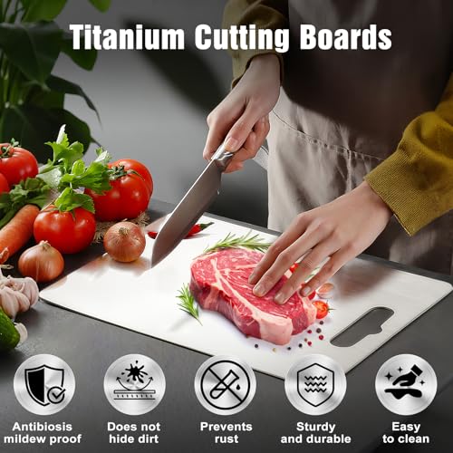 Titanium Cutting Board for Kitchen - 100% Pure Titanium Cutting Boards Non Toxic - 2025 New Upgrade Double Sided Metal Chopping Boards for Meat, Vegetables, Fruits, Dishwasher Safe (12" x 9", 1-Pack) by Dujoju - Image 2
