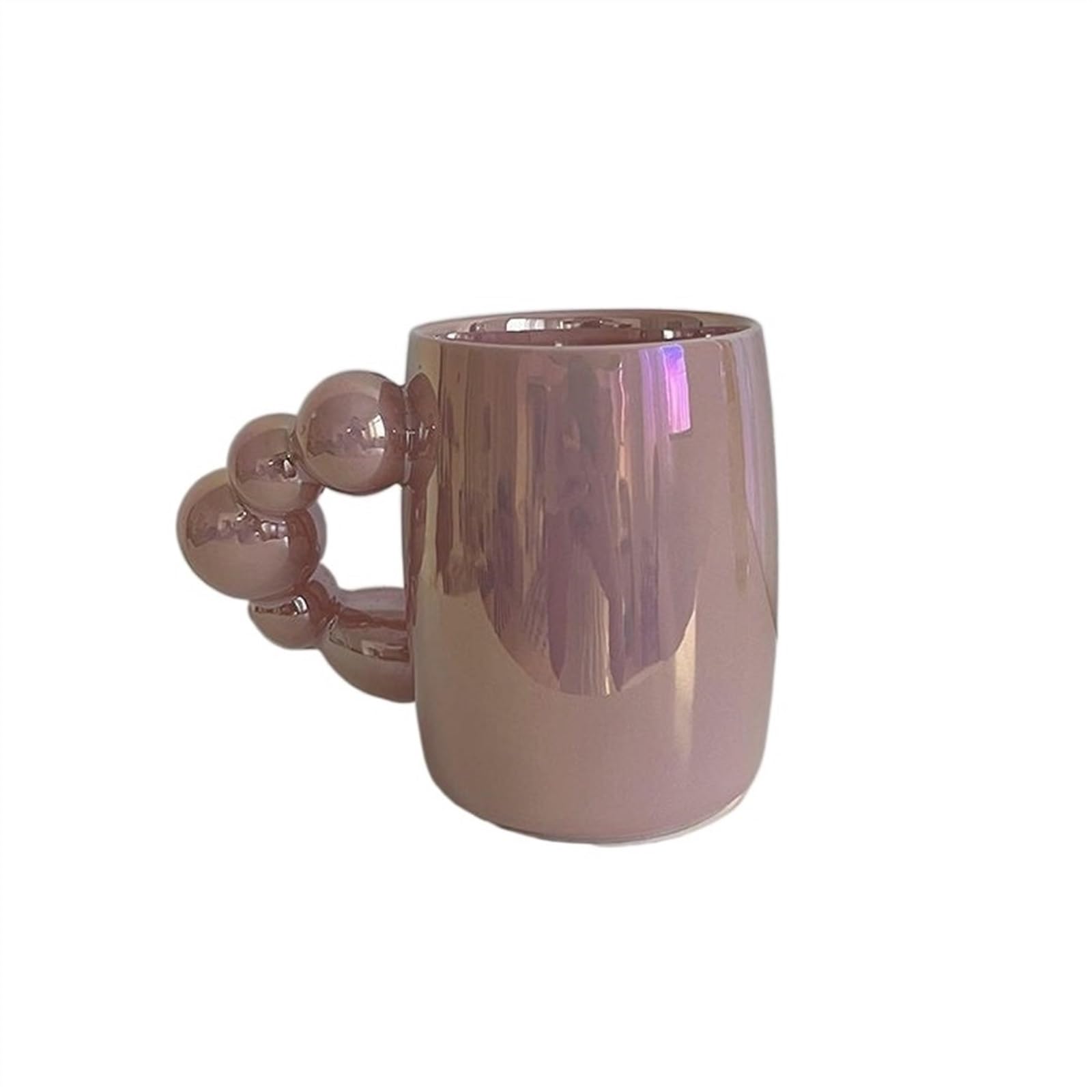 Taza Tazas Blancas Perla, Tazas de café de cerámica de Estilo Coreano, Taza de café con asa de Burbuja for Desayuno, Leche, Zumo, Taza de té, Apta for microondas Taza de café(Pink)