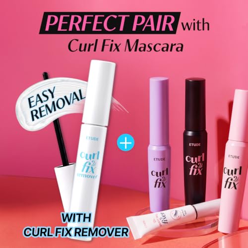Image of ETUDE Curl Fix Waterproof Mascara, Long-Lasting Curl, Black, 0.27 fl oz