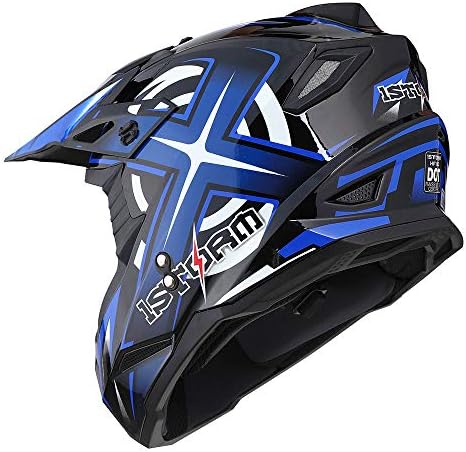 1Storm Adult Motocross Helmet BMX MX ATV Dirt Bike Four Wheeler Quad Motorcycle Full Face Helmet Racing Style: HF801 Sonic Blue