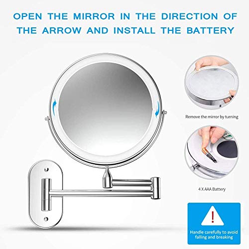 Miroir de vanité de maquillage mural Double Face Chromé Haute Clarté - 8
