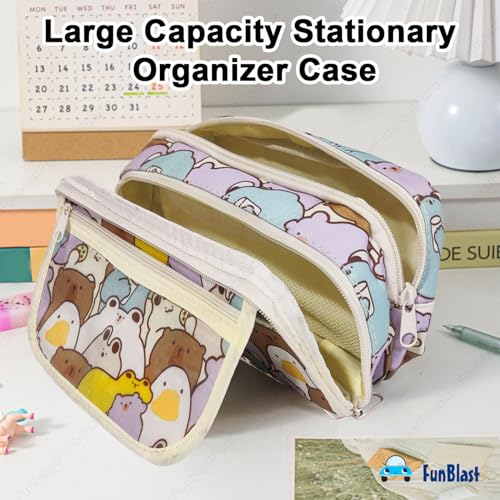 Image of FunBlast Pencil Pouch for Girls- Kawaii Pencil Pouch, Aesthetic Pencil Case Organizer, Large Capacity Stationary Organizer Case, Multipurpose Zipper Pouch for Kids & Adults (B)