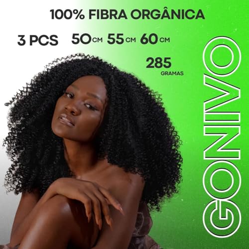 Cabelo Cacheado Bio Vegetal 100% Fibra Orgânica Modelo Gonivo Ser Mulher Entrelace 60cm 285g