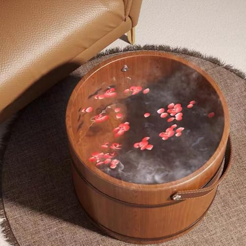 Cubo de baño de pies de madera de spa con rodillo de masaje para sauna en casa 2